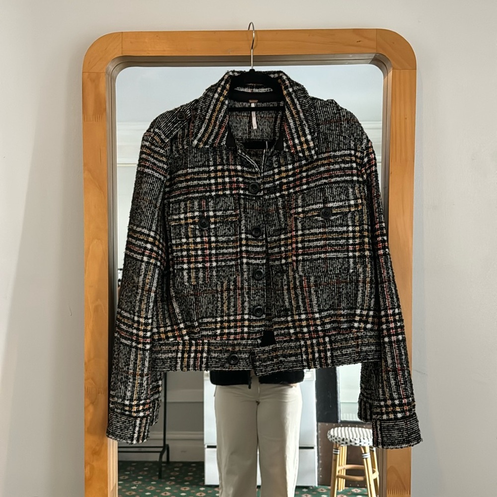 Free People wool plaid jacket size small